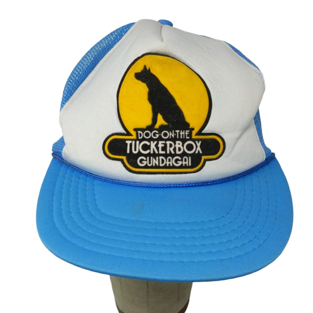 Dog on the Tuckerbox Gundagai Australia Snapback Meshback Hat Blue White